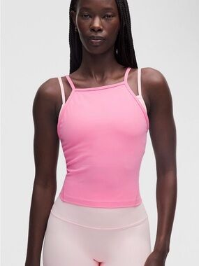 NWT Lululemon Align Layered High Neck Tank in candy cloud / pink pearl size 0